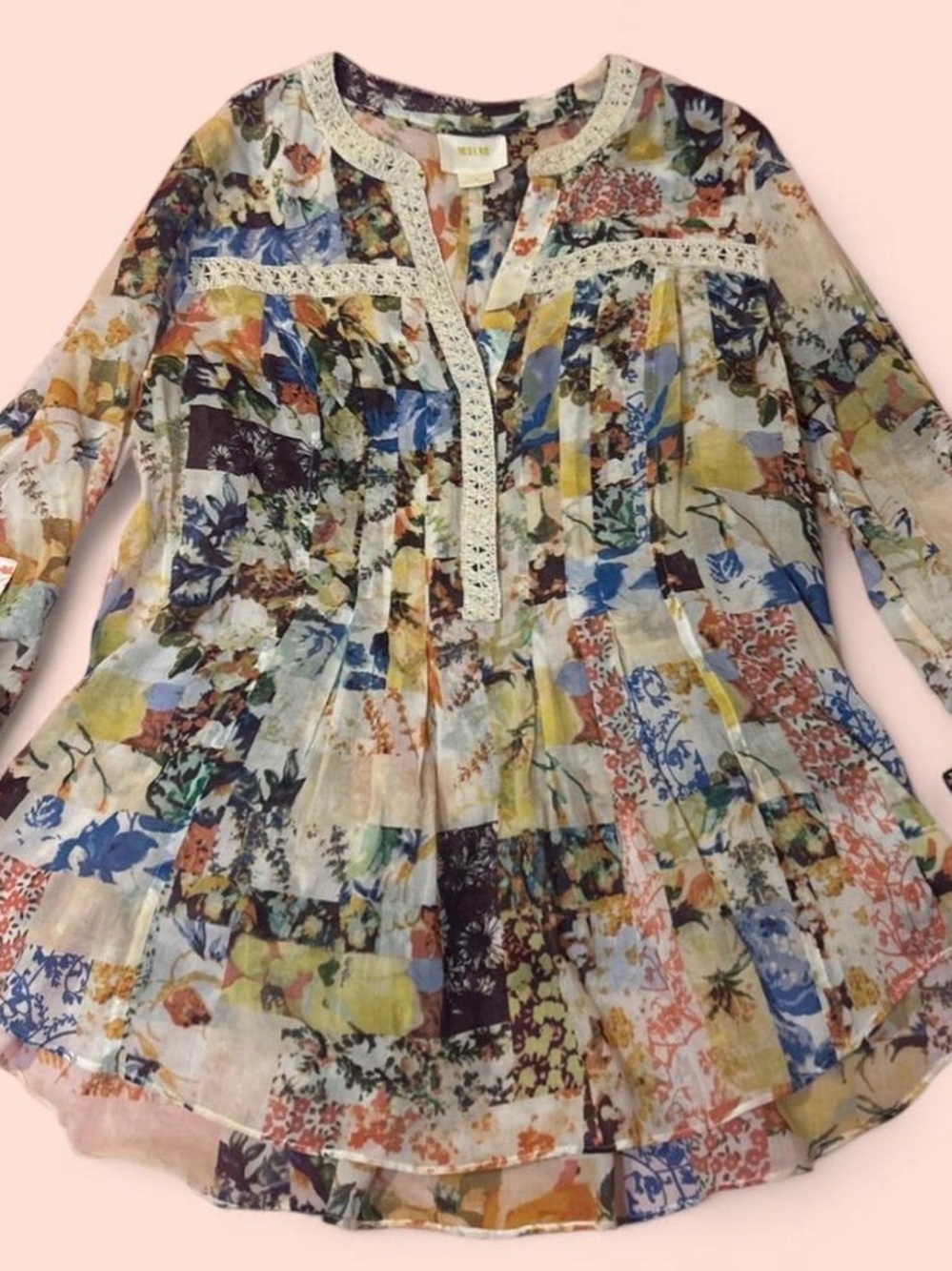 Maeve Multi-Color Patchwork Floral Tunic